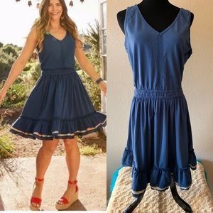 Matilda Jane Blue Ruffle Dress Size LG